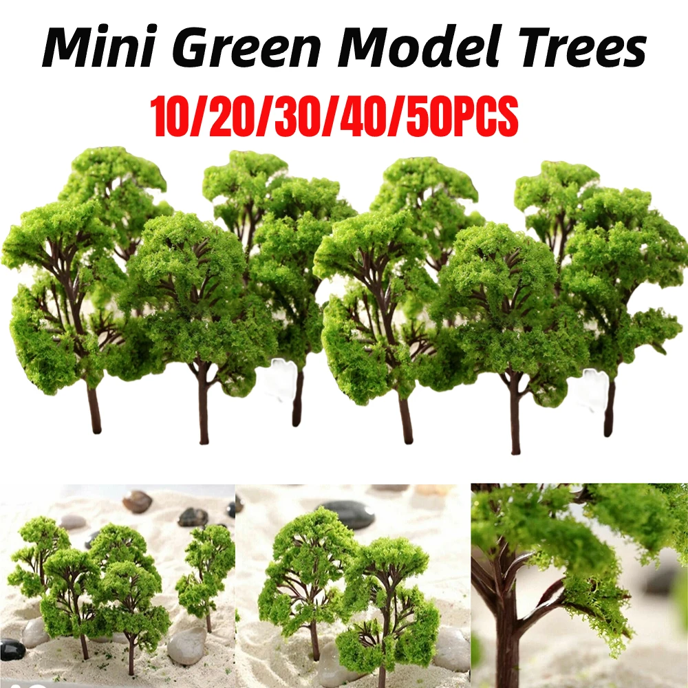 

50-10PCS 4CM Mini Green Model Trees Micro Landscape Decor Plastic Scenery Artificial Miniature Accessories DIY Train Layout Toys