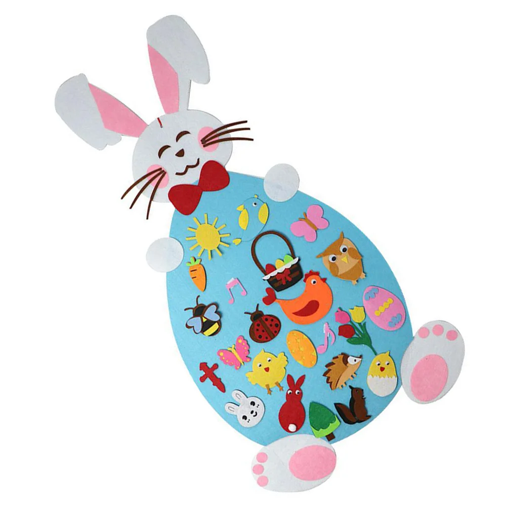 

Felt Kids DIY Felt Bunny With Detachable Colorful Ornaments Wall Hanging Decoration Party Favors For Kids Toddlers