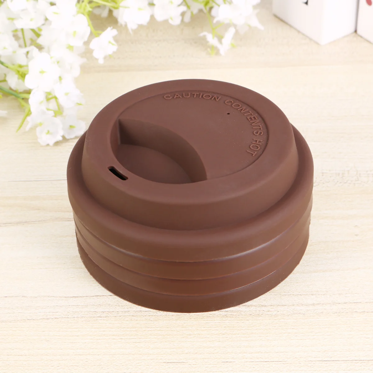 

4pcs Silicone Coffee Mug Lids Reusable Travel Cup Covers Coffee Cup Lid (Coffee)