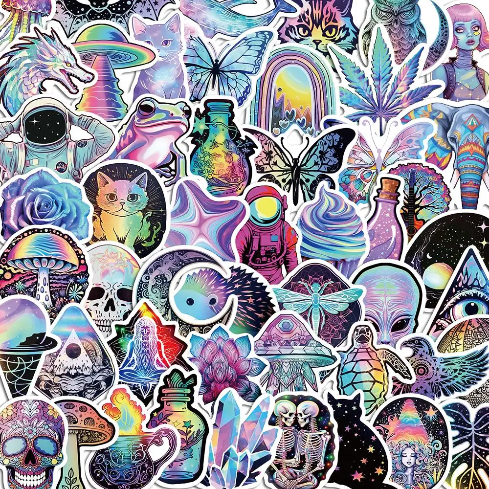 10/50PCS Colorful Pattern Cool Stickers Pack Kids DIY Skateboard Motorcycle Suitcase Stationery Decals Decor Phone Laptop Toys william morris deer canvas backpacks for girls boys textile pattern school college travel bags men bookbag fits 15 inch laptop