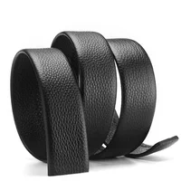 2Pcs Men's Belt Fashion Without Buckle High End Belts Black Soft PU Leather Men Belts Body No Buckle Strap 6