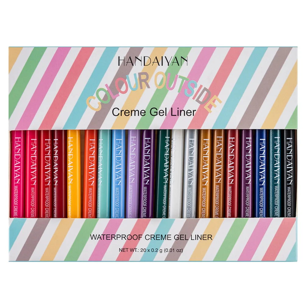 HANDAIYAN 20 Pcs/set Gel Eyeliner Pen Waterproof Sweatproof Quick-drying No Smudging Eyeliner Pen Ultra-fine Colorful