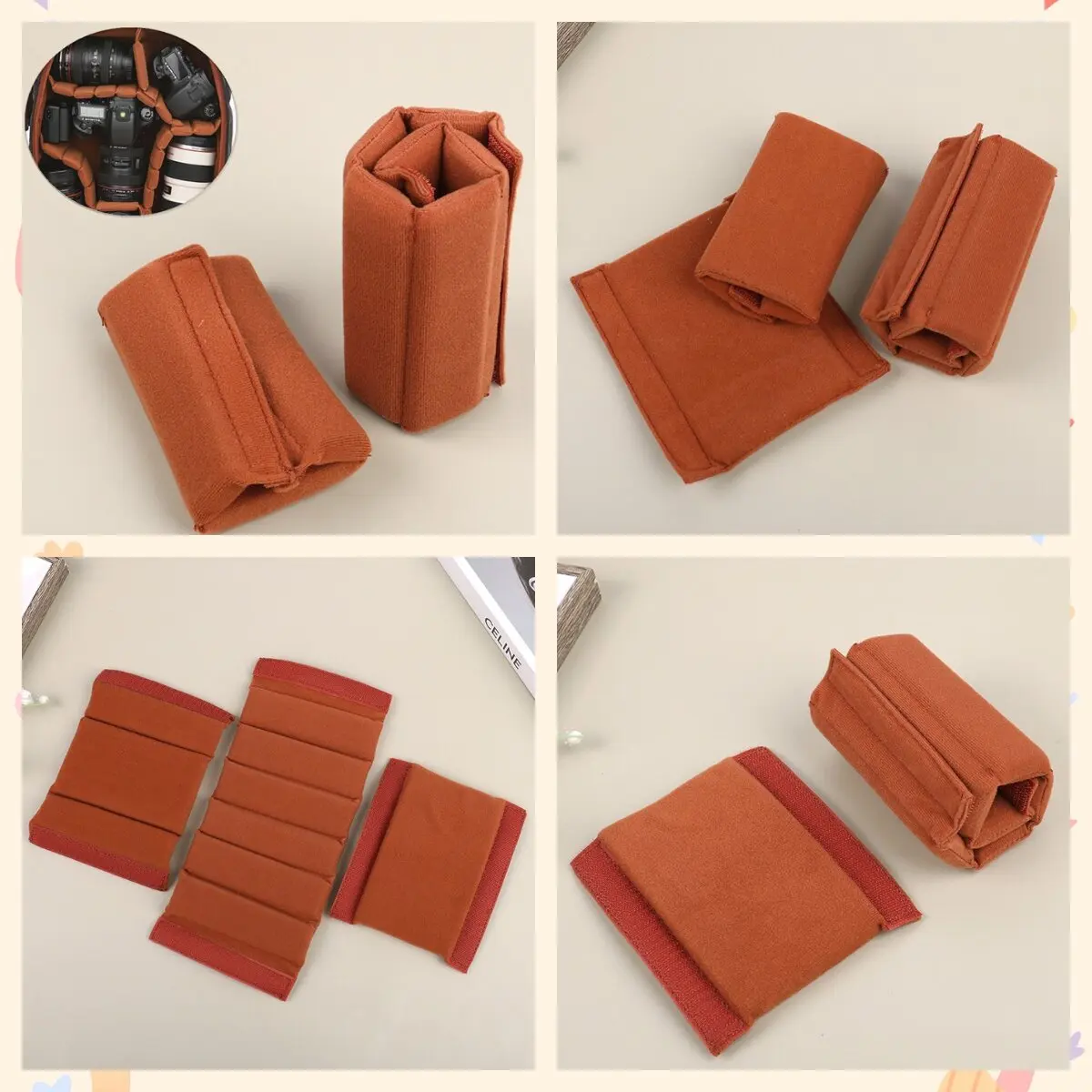 2 Divisores Acolchados Para Bolsa De Cámara - 14x9.6x1.4 Cm, Terciopelo, Organizador Universal