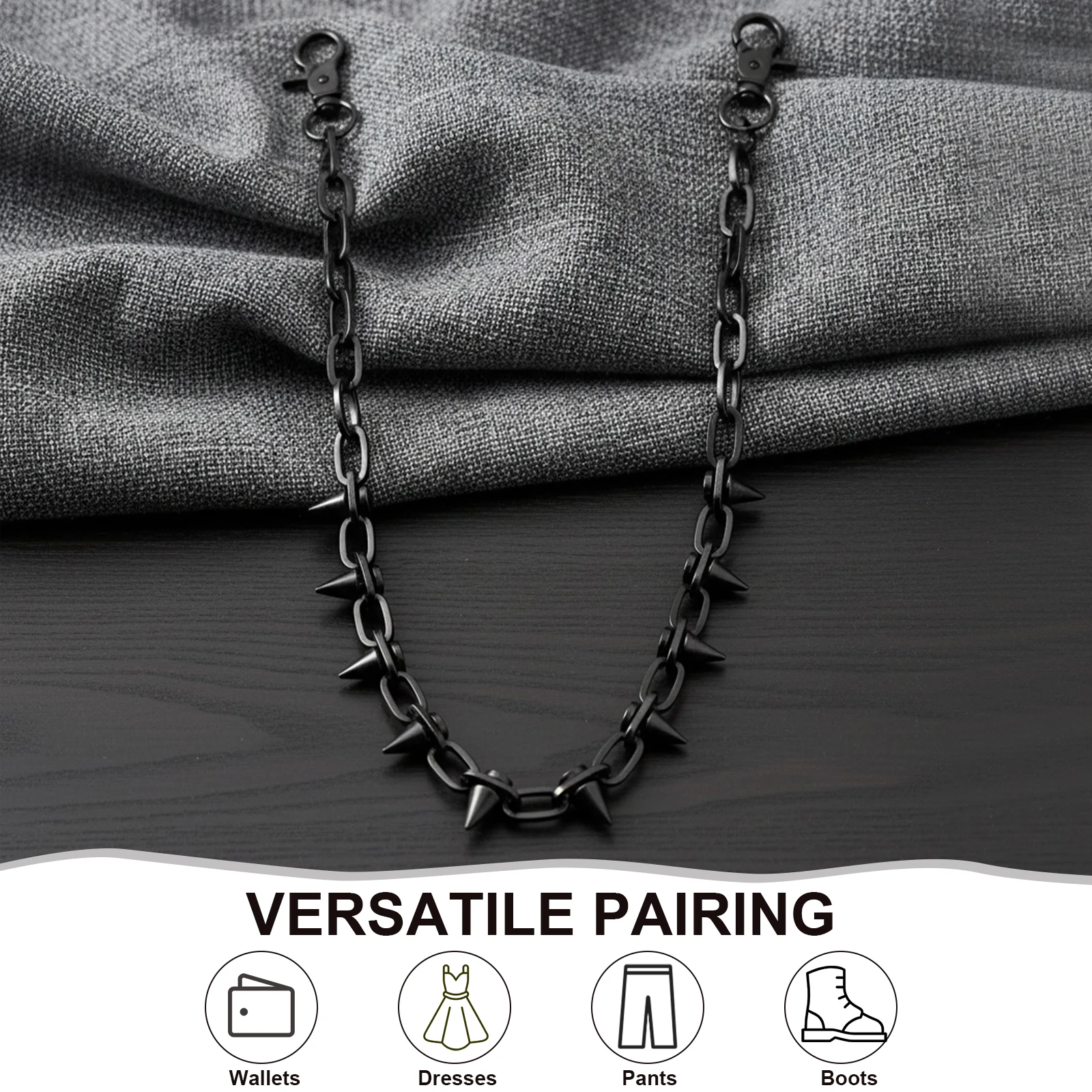 2개 세트 어반 펑크 청바지 키체인, 청바지 레이어드 바지 체인 벨트, 스트리트웨어 고스 리벳 바이커 액세서리, 남녀 공용