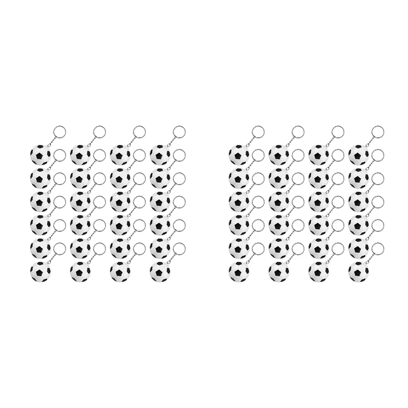 

48 Pack White Soccer Keychains,Mini Soccer Stress Ball Keychains,Sports Ball Keychains,School Carnival Reward For Kids