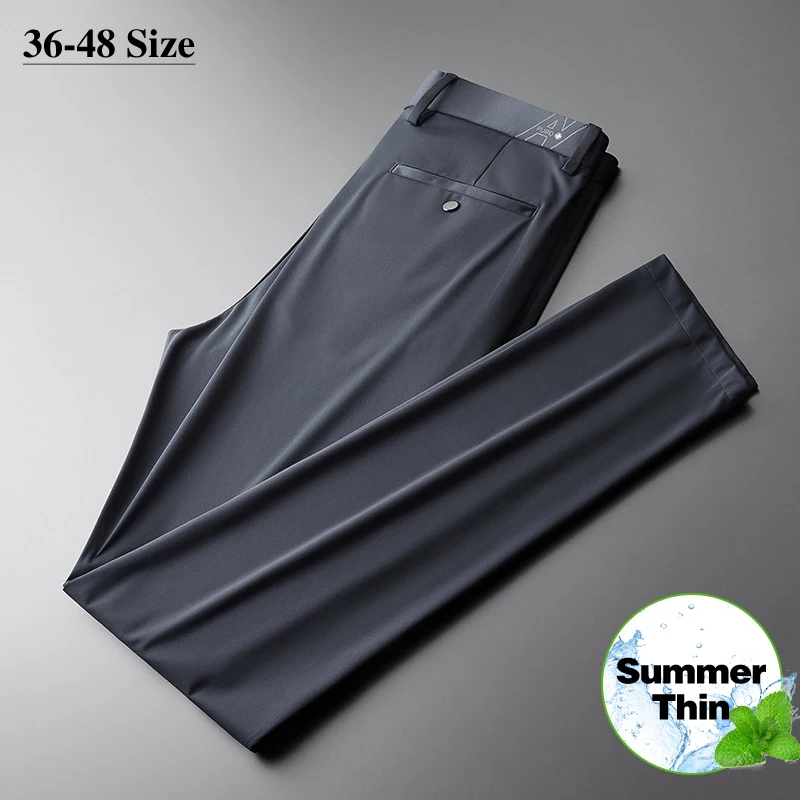 

Plus Size 44 46 48 Summer Thin Men's Casual Pants Cool Comfortable Elasticity Classic Straight Business Trousers Brand Clothes