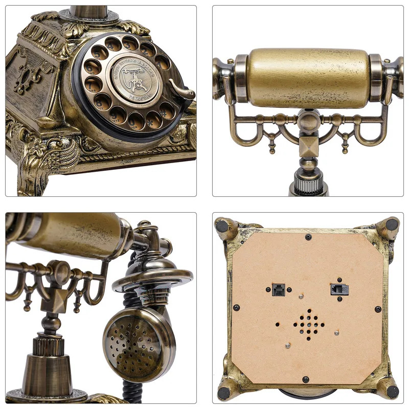 Retro Rotary Dial Phone Vintage Desktop Decoration Antique Style Telephone Corded Teleaud Luxury Design Living Room Decoration