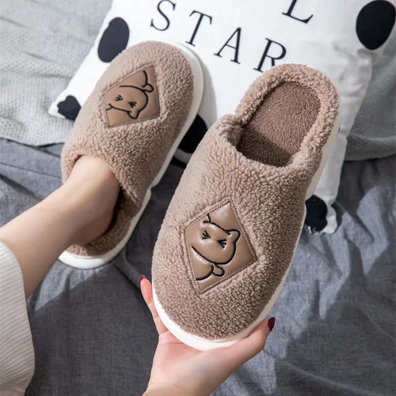 Slipper female Warm winter woman slipper  Home Non-Slip Grip Anti Skid Indoor Floor Plush Fuzzy Cozy Soft Contton Room Kawaii