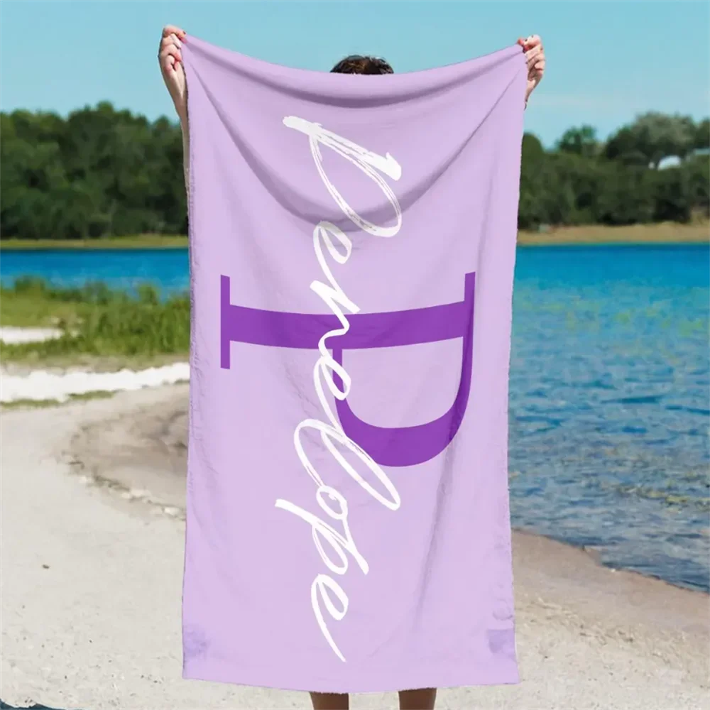 Personalized Name Beach Towel, Oversized Custom Monogram Pool Towel, Signature Beach Towel For Kids, Vacation Gift, Picnic Towel 4