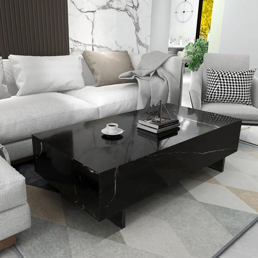 Black Marble Rectangle Coffee Table 3