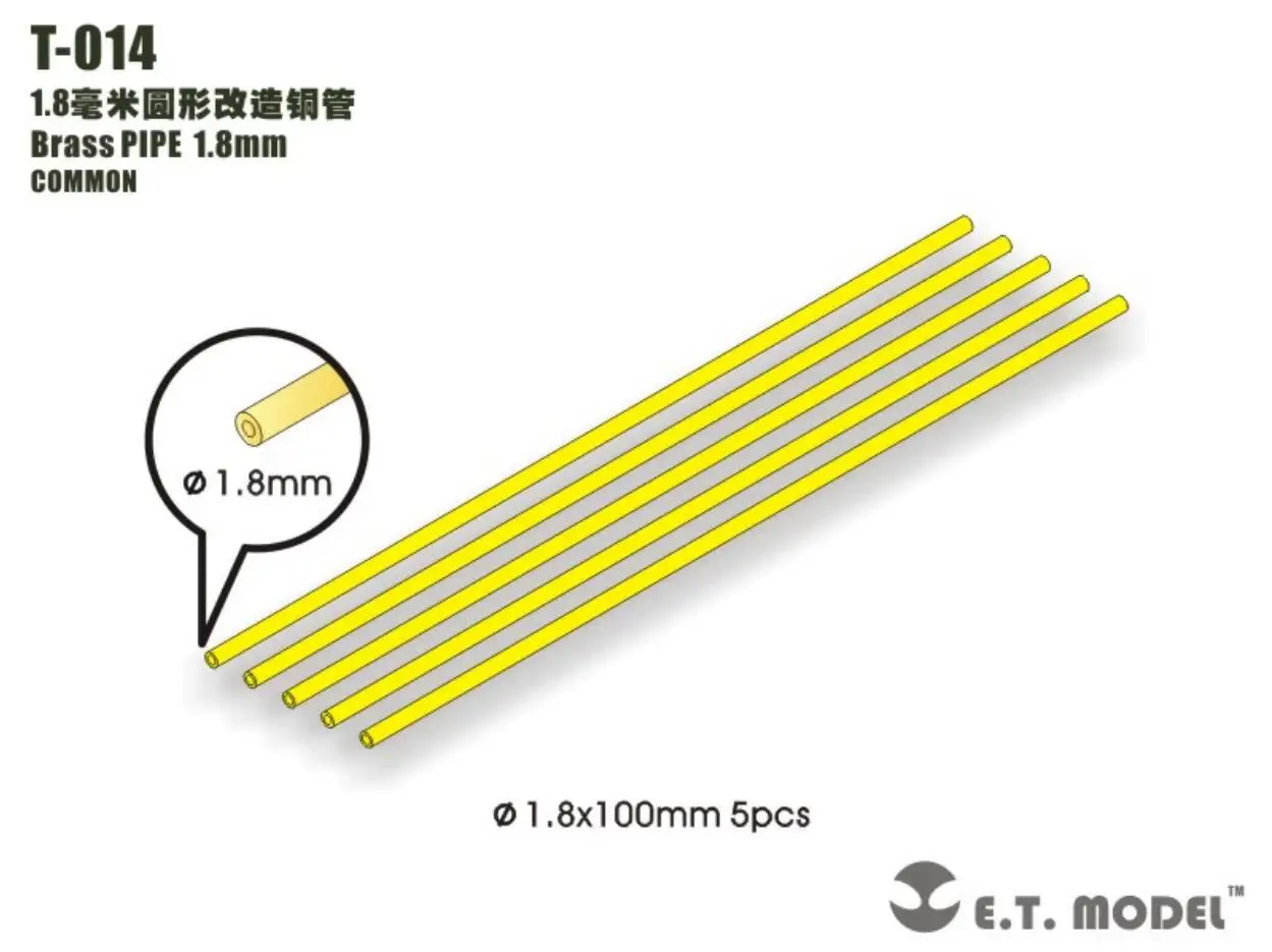 

ET Model T-014 Brass PIPE 1.8mm Common 5PCS