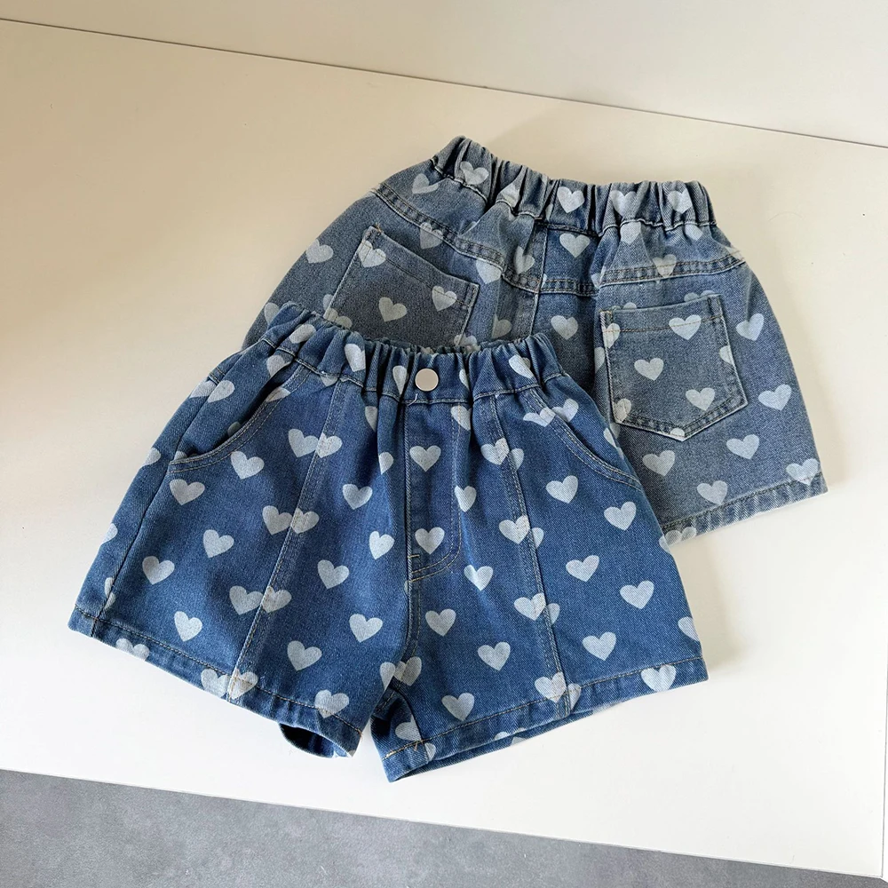 Girls Denim Shorts Elastic Waist Summer