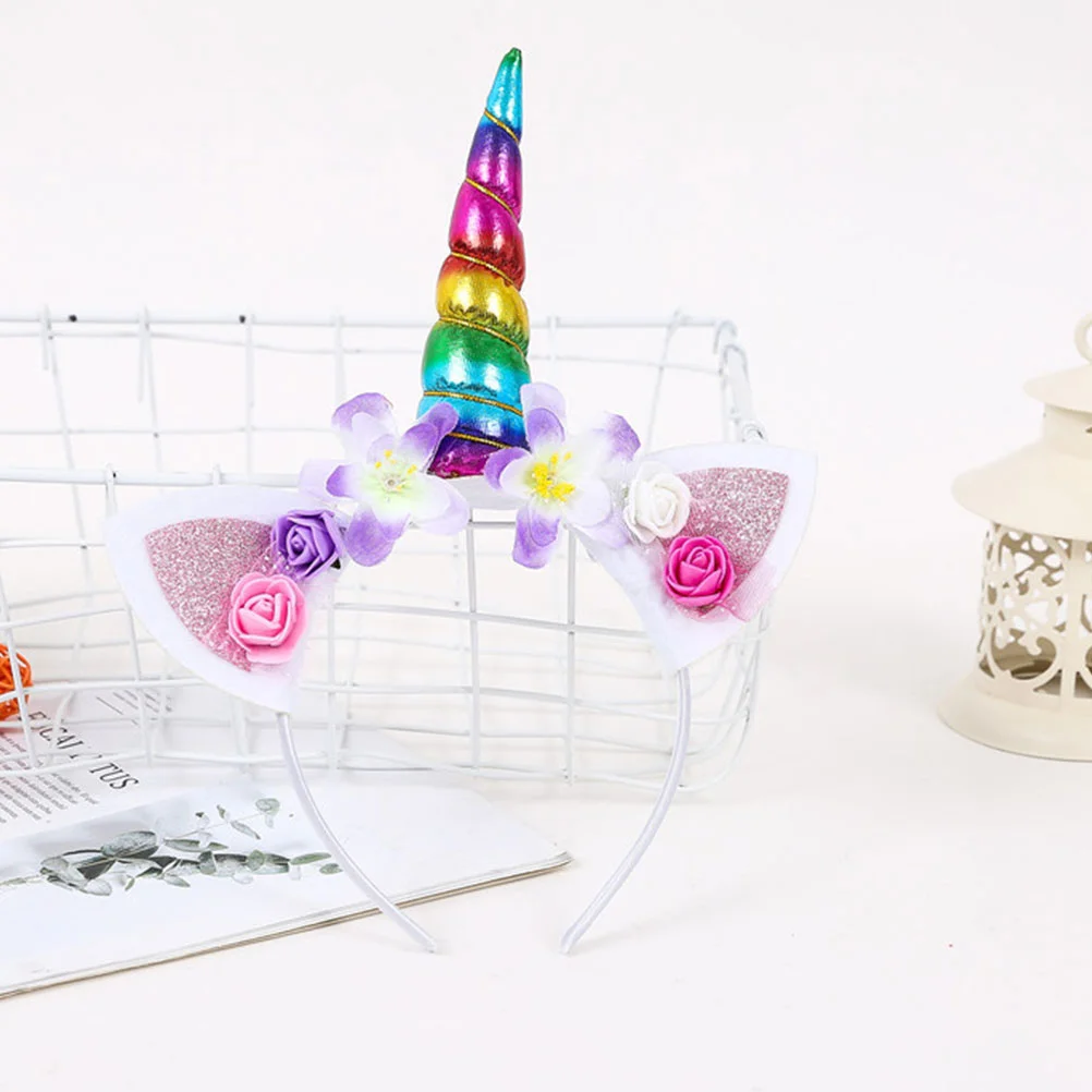 5 Pcs Hair Band Accessories for Kids Flower Headwrap Halloween Headband Bow Headdress Unicorn Hoops Child 3