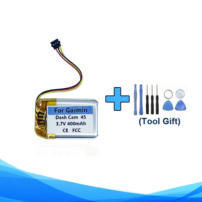 Strumenti Regalo + 400Mah 361-00103-00 Batteria Per Garmin Dashcam 45 46 55 56 66W Dash Cam Drive Recorder Batterie Akku