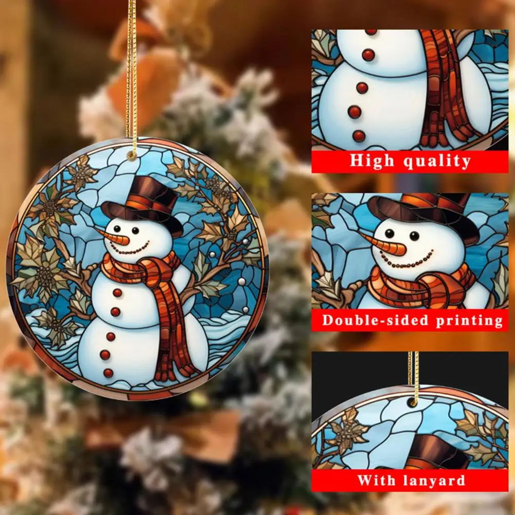

Christmas Ornament Fade-resistant Christmas Hanging Decoration Festive Acrylic Santa Snowman Christmas Tree Ornaments for Party