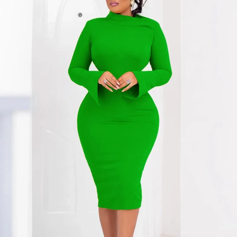 bodycon dresses tie dye drawstring hollow out bodycon dress dark green in green size l m s Autumn Elegant African Dresses for Women Long Sleeve Diagonal Collar Yellow Green Red Bodycon Dress Dashiki African Clothing