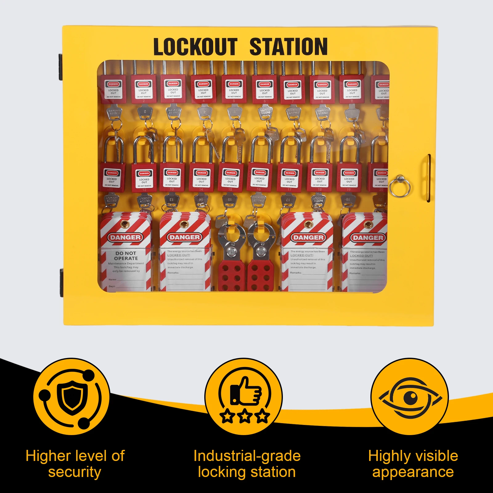Lockout Tagout Station with Loto Devices 20 Safety Padlocks 6 Hasps 60 Tags Lock Out Tag Out Kit Board Lockout Safety Supply