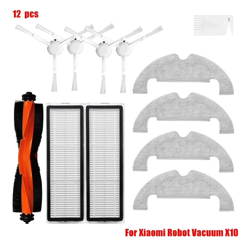 Enhanced Robot Vacuum Cleaner Replacement Parts Kit - Includes Main Brush, Side Brush, HEPA Filter, Mop Cloth, Dust Bag, and More Accessories
