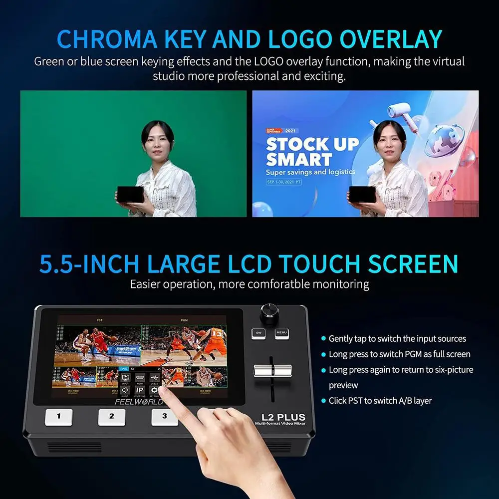 L2 PLUS Multi-machine Live Production Video Switcher 4x HDMI Input PTZ Control C