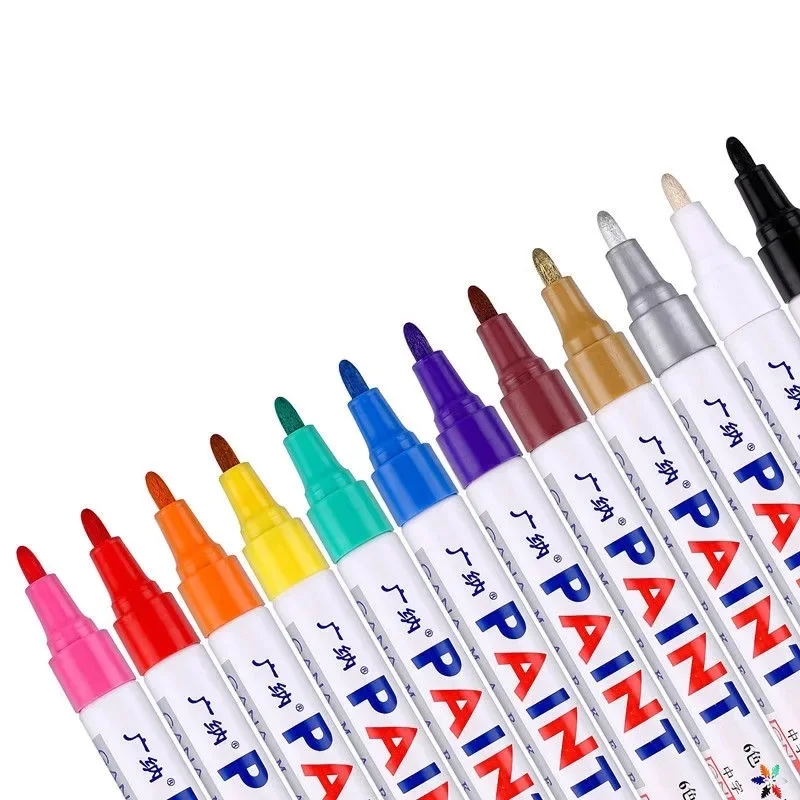 12 Colors Set Waterproof Permanent Oily Paint Marker Pen Car Tires Tread CD Mark Tool School Artist Drawing Graffiti Stationery