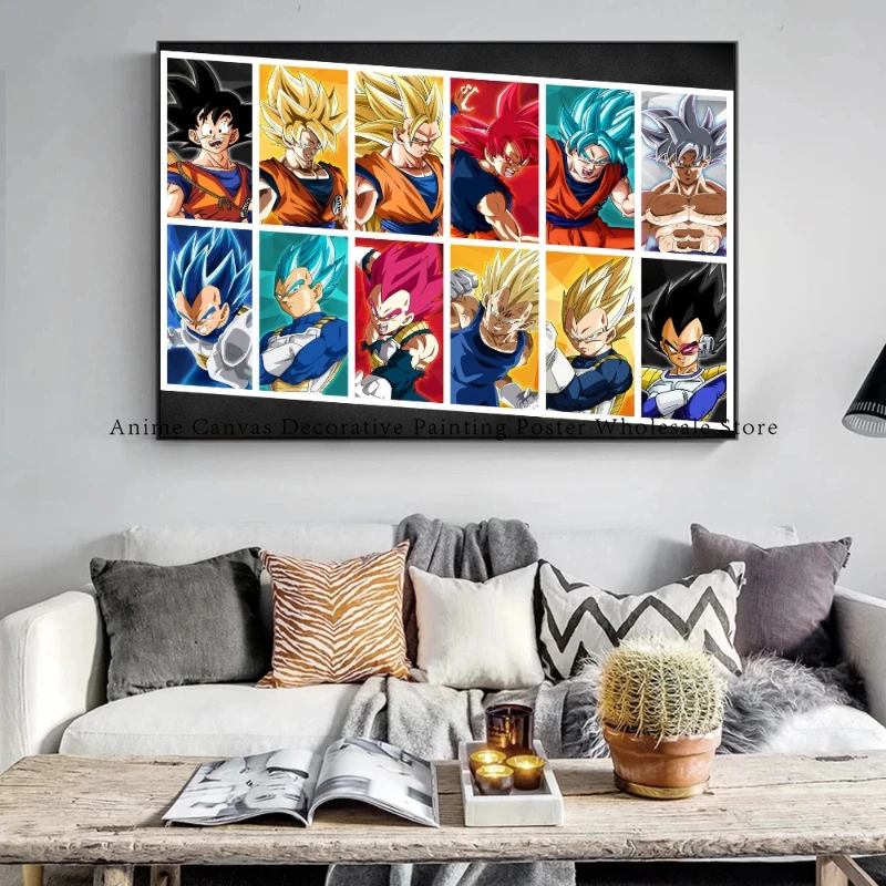 

Canvas Art Print on Prints Poster Dragon Ball Anime Goku Home Room Painting Gifts Cartoon Character Decoration Paintings Picture