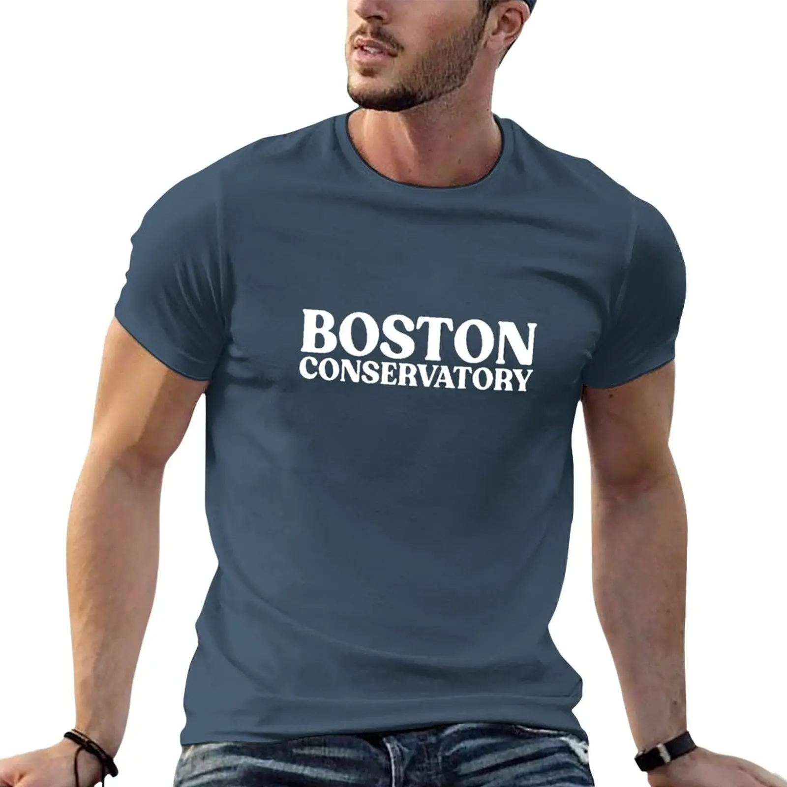 Boston Conservatory-T-Shirt Con Carattere Serif Spesso T-Shirt A Maniche Corte T-Shirt Felpe, Uomo