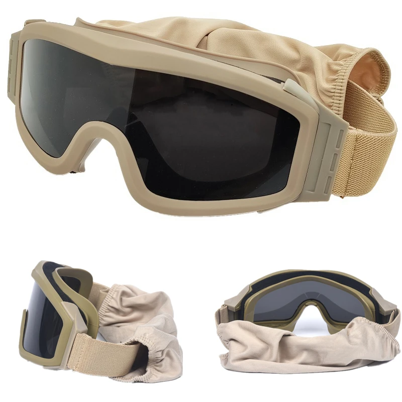 Airsoft Tactical Goggles 3 Lens Windproof Dustproof Shooting Motocross Motorcycle Mountaineering Glasses CS Safe UV Protection tactical goggles,shooting glasses,polarized goggles