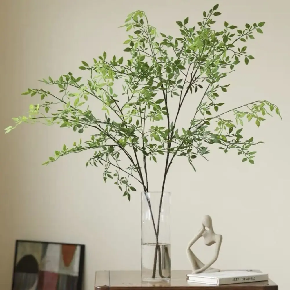 가짜 식물 덩굴, 꽃, 나무 잎, 화환, 플라스틱 잔디로 만든 가정용 벽 및 발코니 장식 8 인공 난티안 대나무 가지, 창의적 재사용 가능한 가짜 식물, 우아한 수제 꽃꽂이, 110cm, 1 개