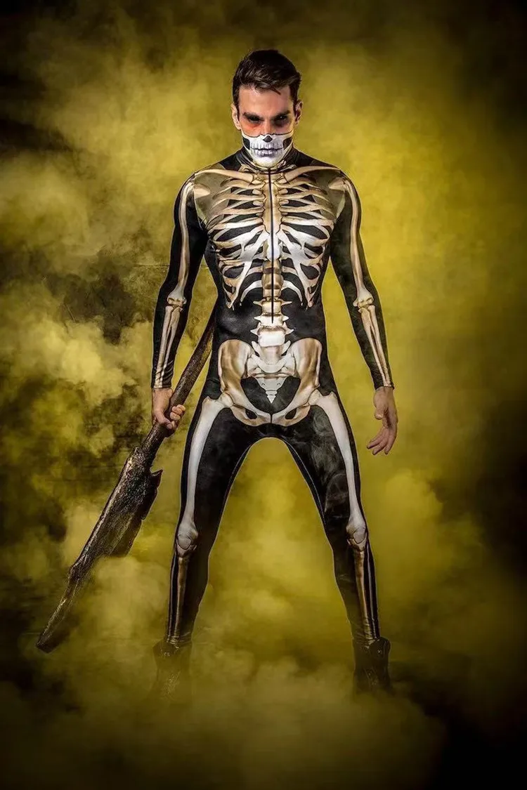 Cosplay Costume Skeleton Skull Digital Printing Women's Tight Halloween Party Jumpsuit Cosplay Costume Zentai Bodysuit Outfits