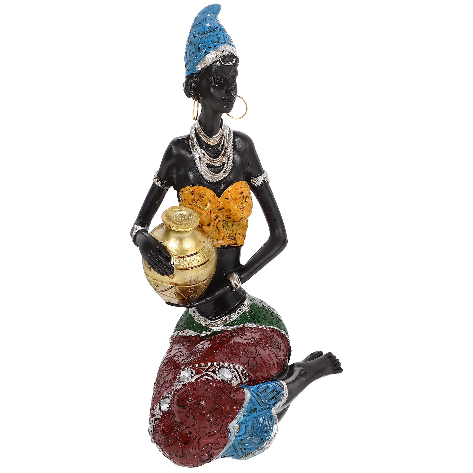 

African Black Women Statue Lady Decoration Crafts Figure Figurine Resin Girl Sculpture