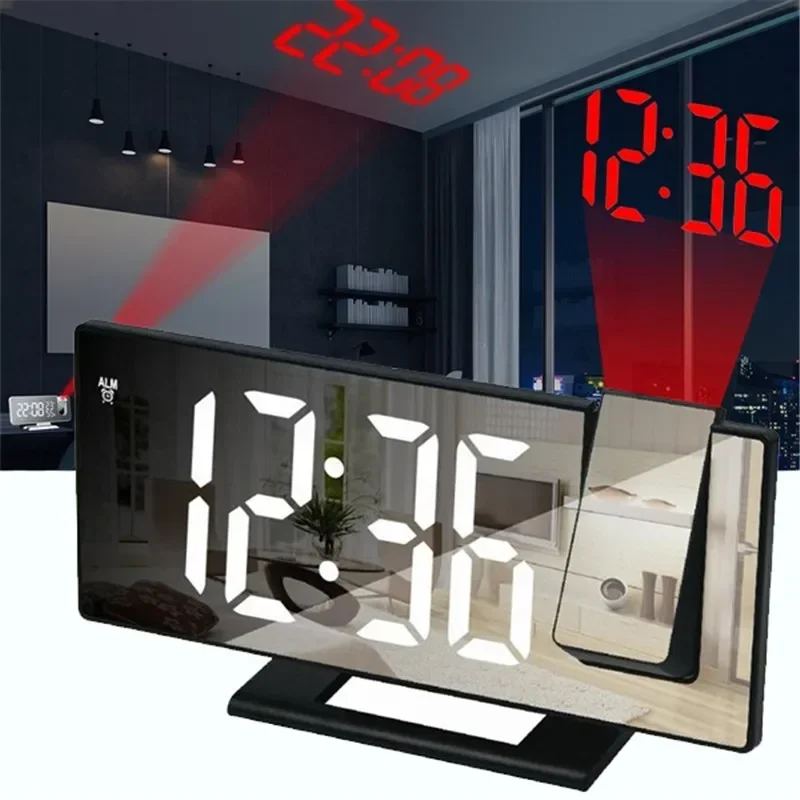 

Big LED Digital Alarm Clock Projection Clock Ceiling with Time Temperature Display Backlight Snooze Clock for Home Bedroom