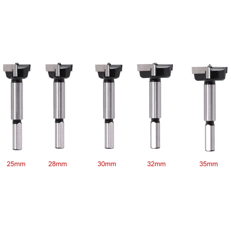 

Five Industrial-Grade Carbide Woodworking Bits With Triangular Shanks Contain 25Mm,28Mm,30Mm,32Mm And 35Mm
