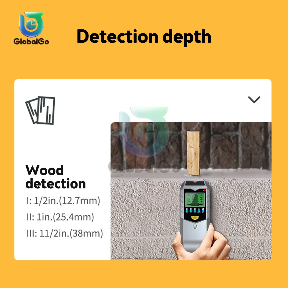 Detector de Metais em Parede Parafuso Prisioneiro Localizador Sensor Scanner Cabo Fios Subterrâneo Profundidade Rastreador Detector de Metais com Display Lcd hd - Image 3