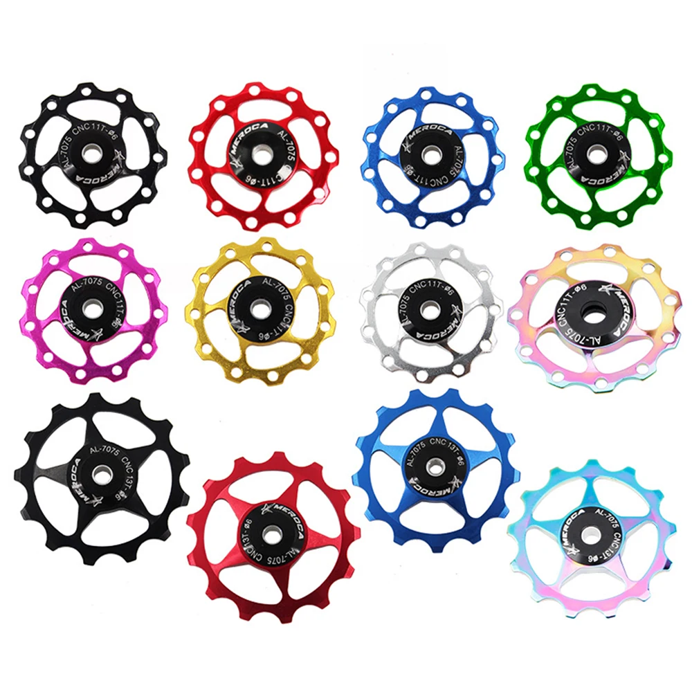 1 Pz Bicicletta Cuscinetto In Acciaio Deragliatore 11T 13T Mountain Road Bike Deragliatore Posteriore Puleggia Rullo Folle Cuscinetto Jockey Wheel Par