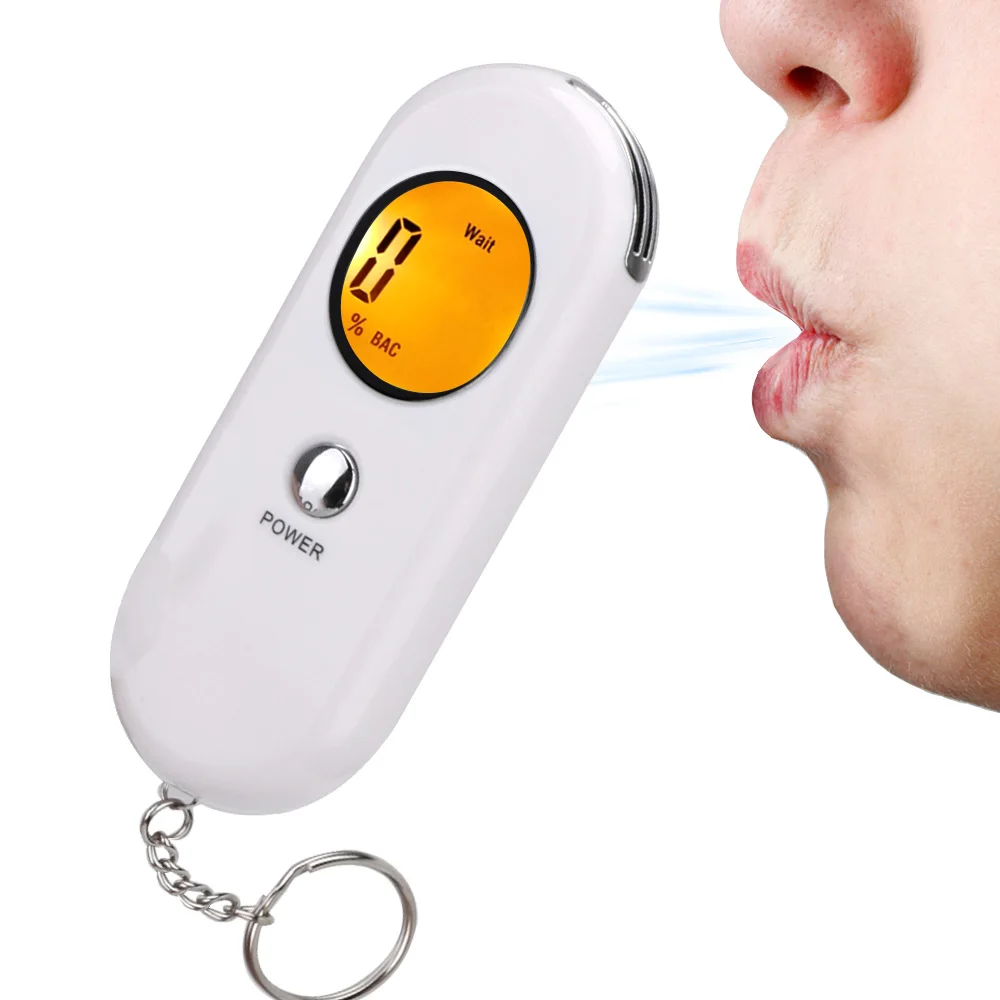 

Portable Backlight LCD Screen Breathalyzer Analyzer Detector Test With Car Keychain Alcohol Breath Tester Breathalyser Device