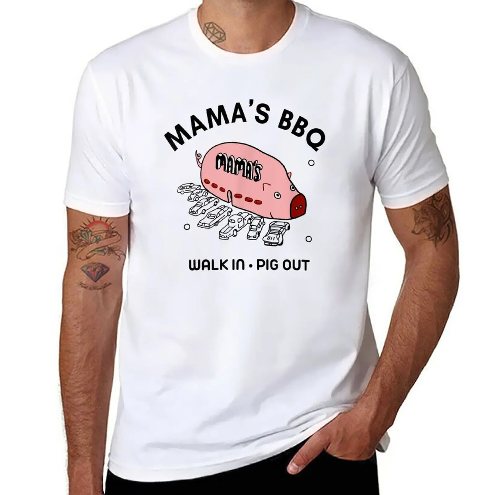 Mac Mama'S Bbq Walk In Pig Out Sunny Summer Gift T-Shirt Abbigliamento Estetico Vintage Oversize Mens Graphic T-Shirt Pack