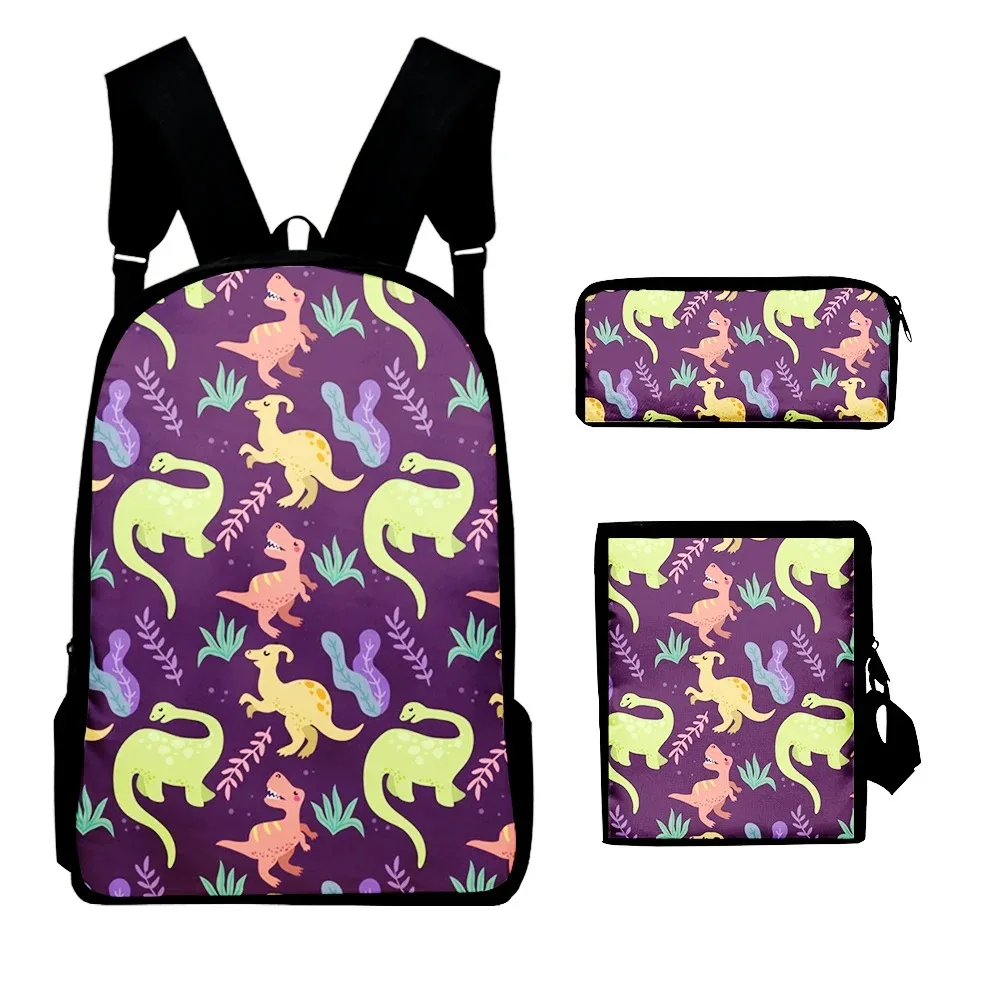 3D Dinosaur Printing Backpack, Student School Bags, Laptop Backpack, Tilt Shoulder Bag, Pencil Case, Popular Harajuku, 3Pcs per
