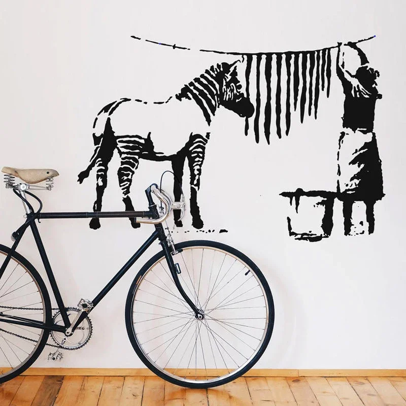 

Banksy Wall Decal ZEBRA STRIPES LAUNDRY Street Art Sticker, Urban Wall Art, Vinyl Art Waterproof Murals 2141