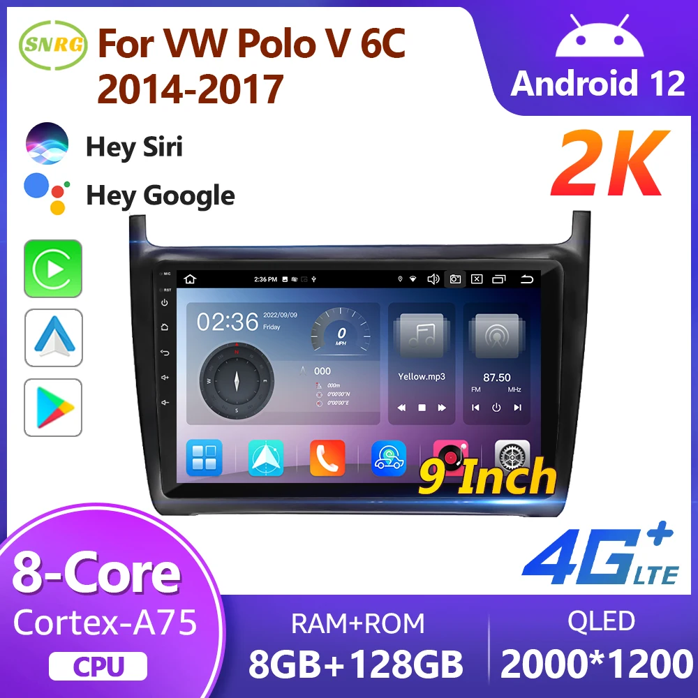 SNRG Android Radios For Volkswagen VW Polo V 6C 20142017 Car Stereo With Bluetooth Screen DSP