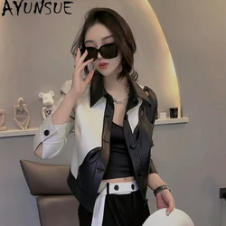 AYUNSUE Real Sheep Skin Leather Jacket for Women Genuine Leather Coat Korean Style Leather Jackets Streetwear Jaqueta Feminina