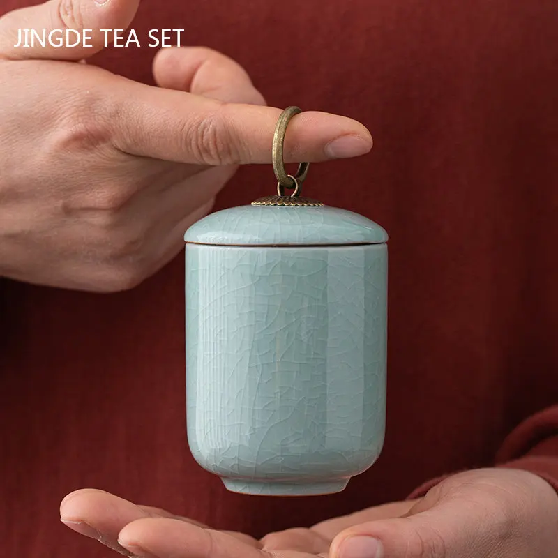 Portable Ceramic Tea Caddy Household Sealed Tieguanyin Storage Tank Travel Tea Boxes Jar Coffee Spice Candy Containers airtight container,ceramic storage jar,tea canister,tea tin box