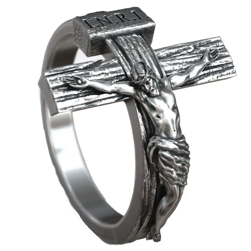 

8g Jesus Christ Crucifix Cross Christian Rings Religious Art Relief 925 Solid Sterling Silver Ring Many Sizes 6-13
