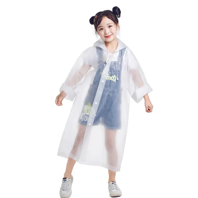 Raincoat Poncho Eva CHILDREN'S Transparent Thickening Waterproof Portable Outdoor Boys Girls Hiking Camping