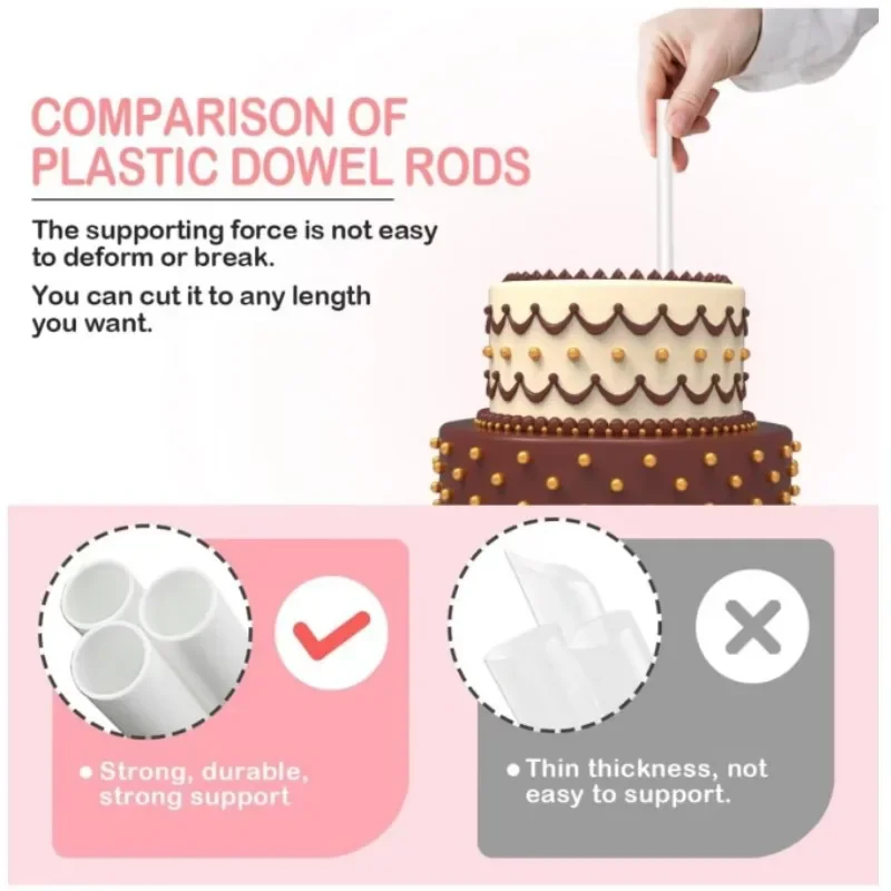 10/24/30/50PCS 계층화 된 케이크 건설 및 스태킹 지원 케이크 라운드 Dowels 빨대에 대 한 흰색 플라스틱 케이크 Dowel 막대