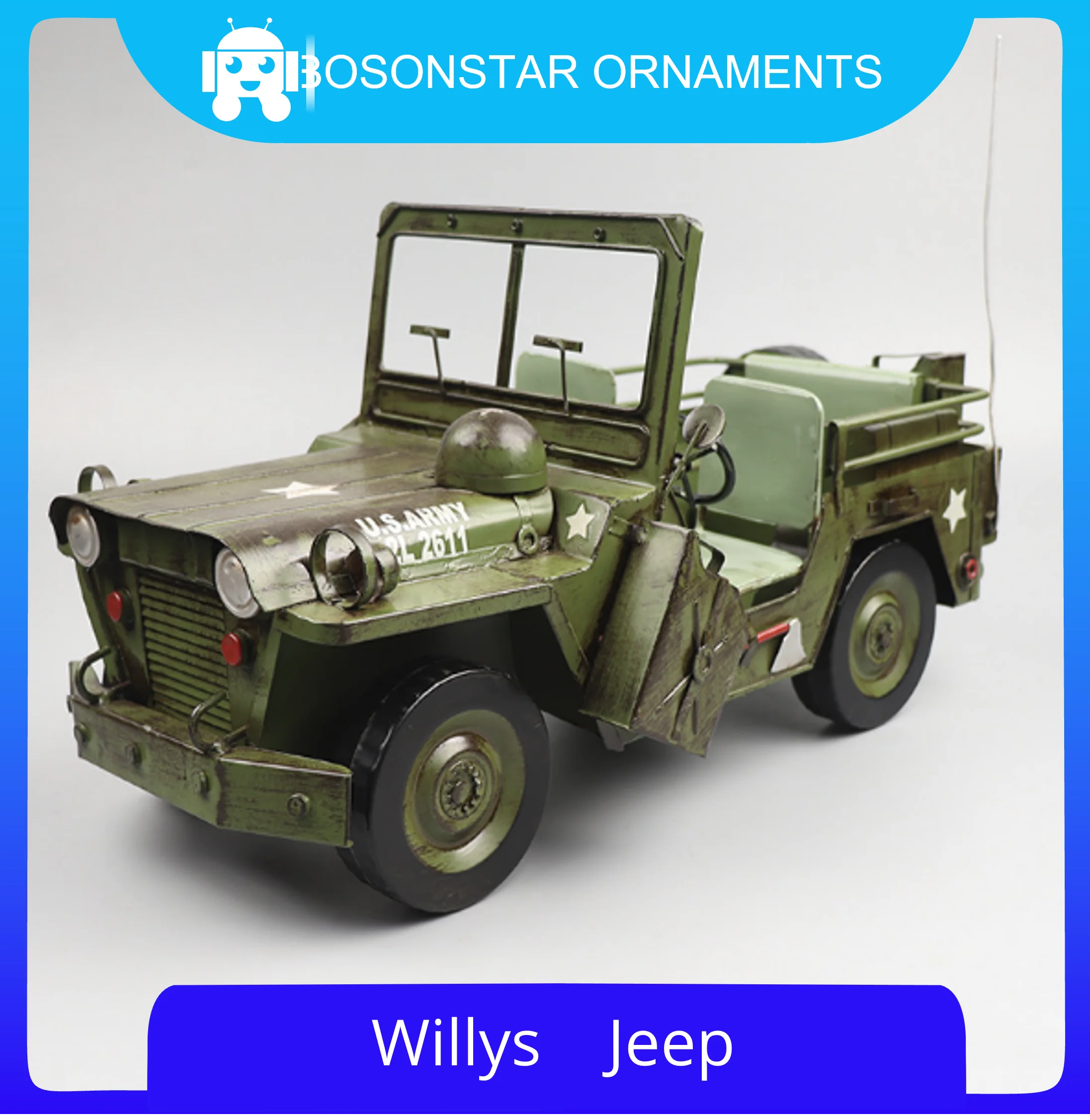 SimulationOfWillysJeepModelWroughtIronRetroNostalgicObjects