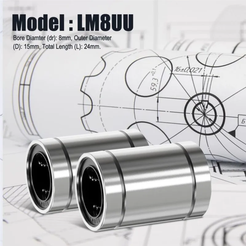 Linear Ball Bearing 4/10PCS LM8UU LM10UU LM16UU LM12UU Linear Bushing 8mm Rods Liner Rail Shaft Parts DIY CNC 3D Printer