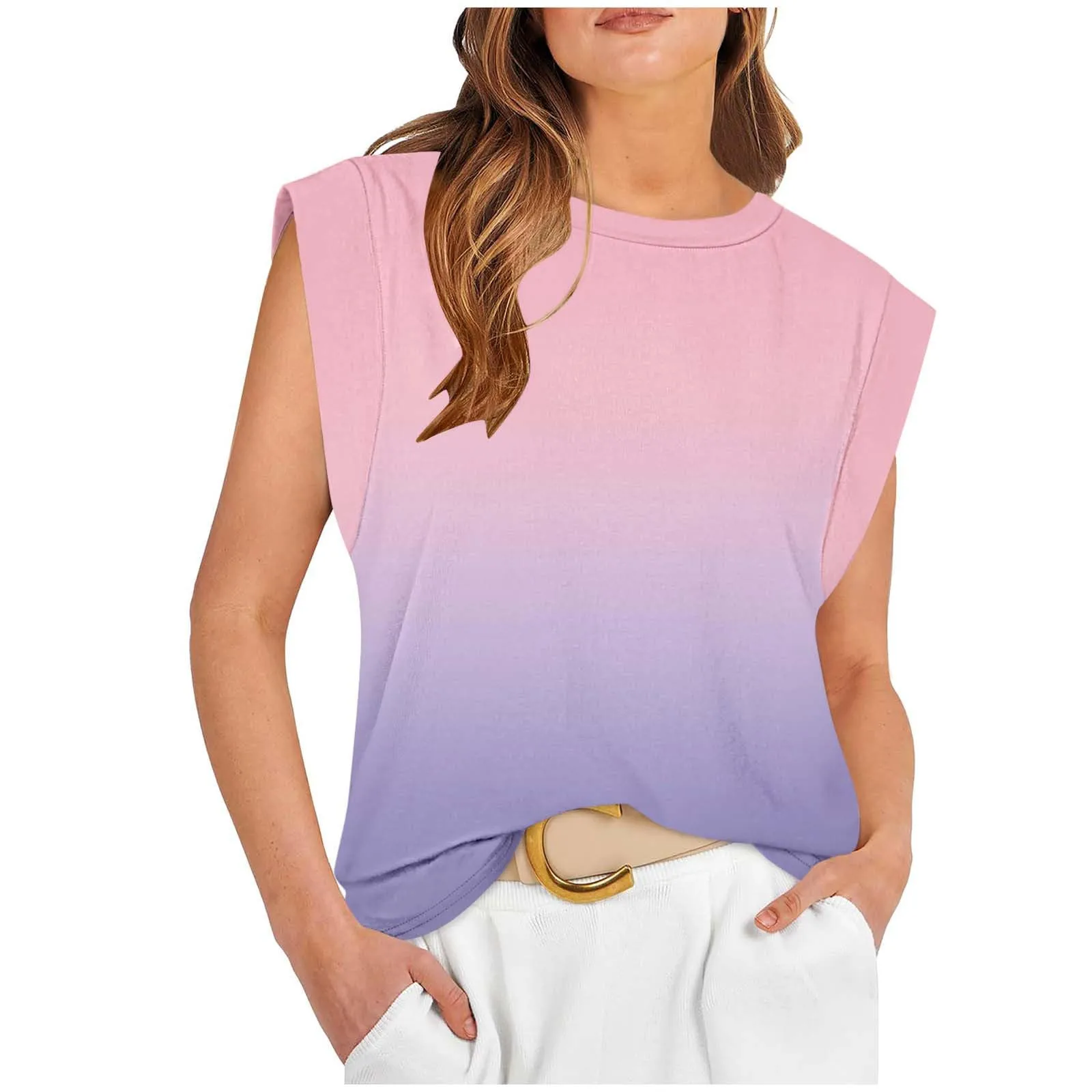 

Женская блузка с круглым вырезом, без рукавов