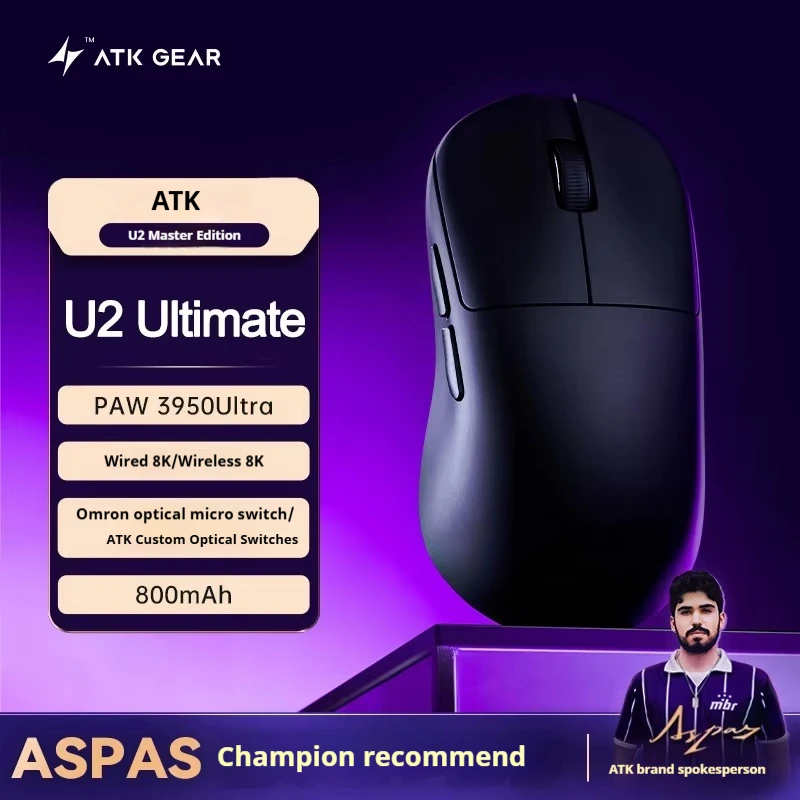 New Atk U2 /U2 Mini Mouse Tri Mode 8k Lightweight Bluetooth Mouse