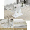 Dining Table 71" Marble Kitchen Table Modern Rectangular Dining Room Table with Marble Tables Top Wood Pedestal Base Ideal 6