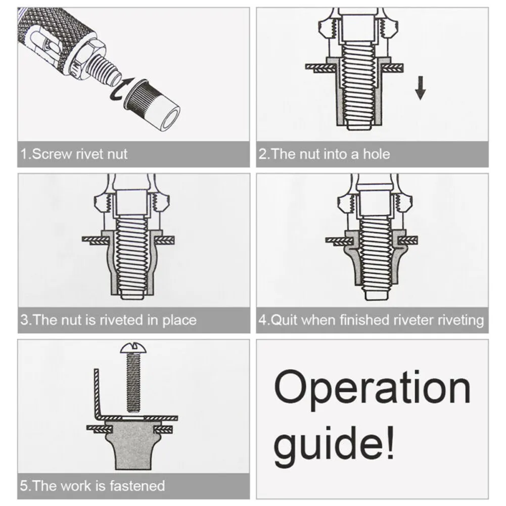 BT-606 Riveter Gun Tool Hand Riveter Interchangeable Mandrel Insert Threaded Nut Rivet Drilling Rivet Tool M3-M12 Spare Part 6